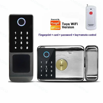 Fingerprint Lock Waterproof Tuya Wifi Remote Control Bluetooth TTLock App Card Digital Code Keyless Electronic Smart Door Lock