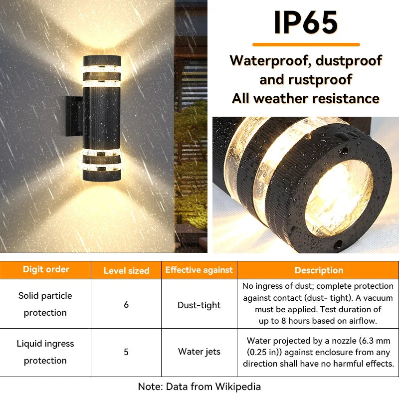 USmart LED Waterproof Outdoor Wall Light - Up & Down Sconce Lamp for Porch, Garden, and Front Door