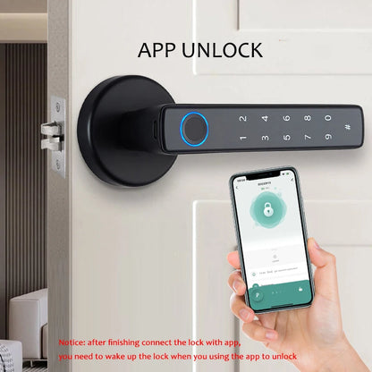 Tuya Smart Fingerprint Door Lock knob Bluetooth Wireless Digital Door Lock Keyless Entry Door Lock Home Security Remote Lock